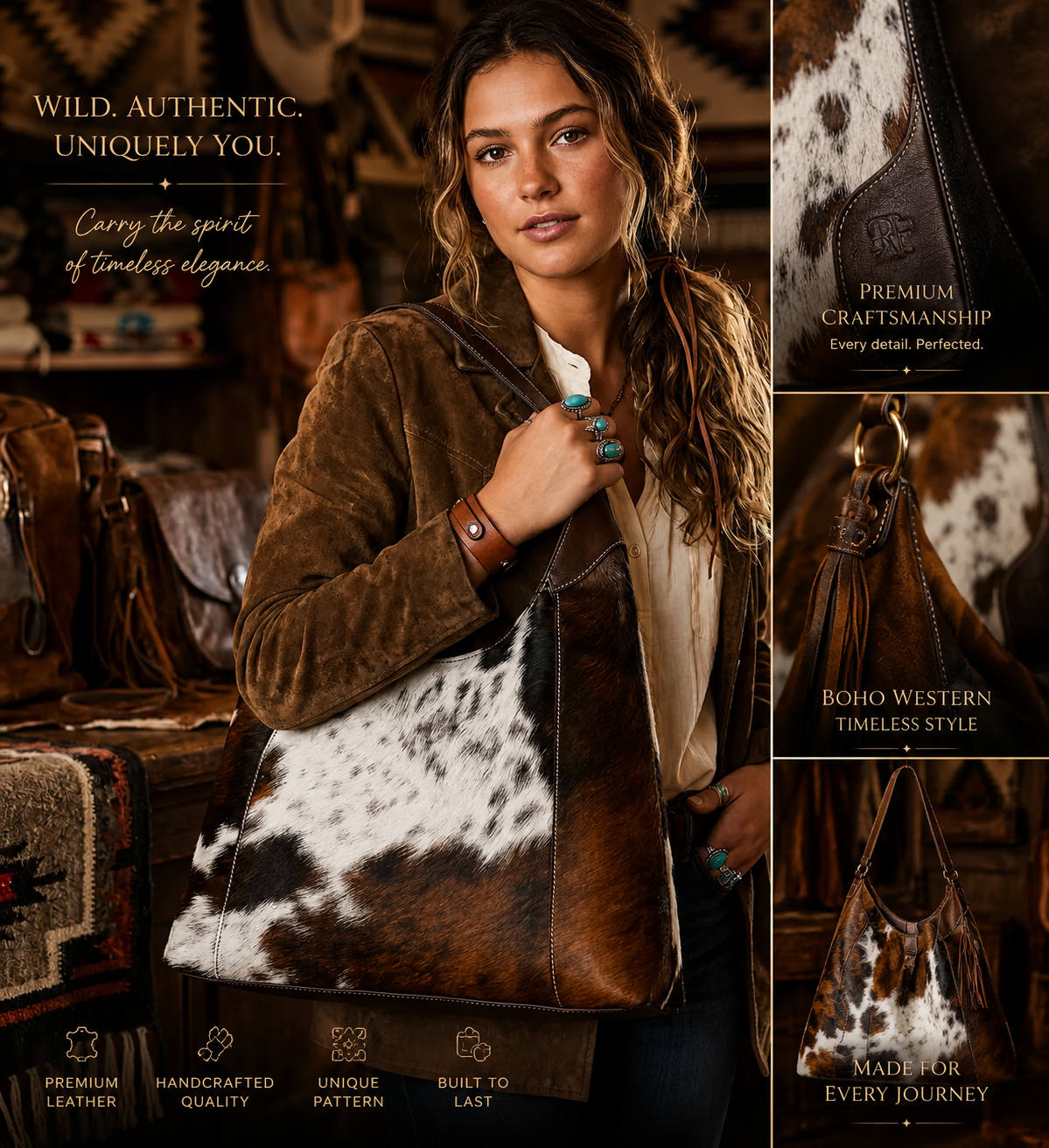 Creative Leather Hair-on Bag | Handmade